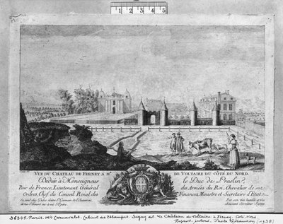Casa de Voltaire en Ferney, lado norte, grabado por Francois, Maria, Isidore Queverdo (1748-97) de Louis Signy